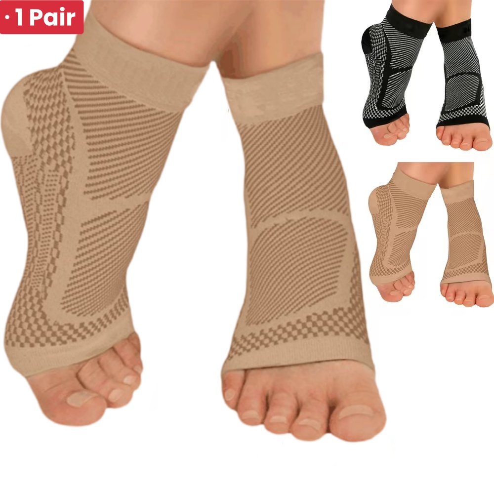 Compression Sleeve Calf - 1 ペアスポーツ足首サポートブレース圧縮スリーブ足底筋膜炎靴下アキレス腱炎関節痛腫れかかと骨棘