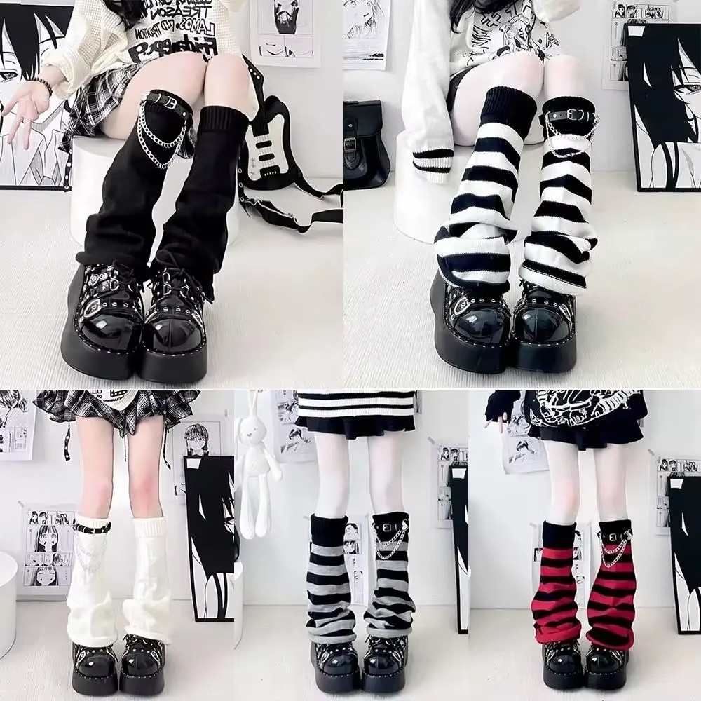 ゴシック系の原宿風ニットレッグウォーマー、ルーズなニットチェ - Boot Sock Slouchy のレビューと価格